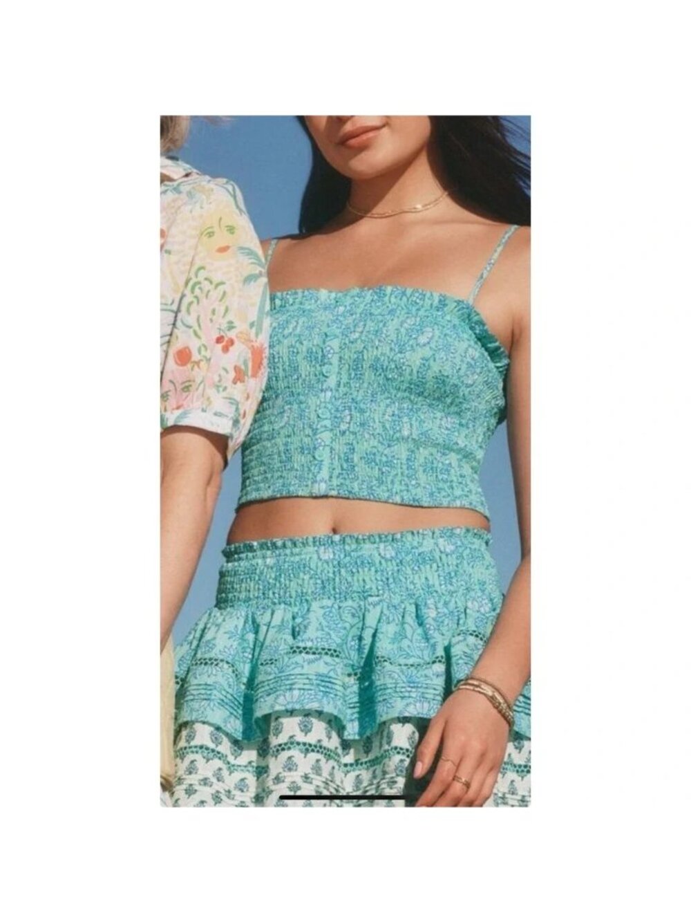 Roller Rabbit for Target Cotton Cropped Smocked Top, Size Medium